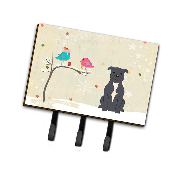 Carolines Treasures Christmas Presents Between Friends Staffordshire Bull Terrier Blue Leash or Key Holder BB2518TH68 - main